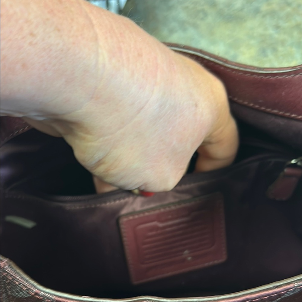 Coach Burgundy Shoulder Bag with Front Buckle Pocket - Picture 6 of 8